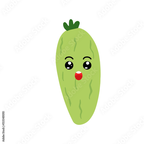 Adorable cute cucumber emoticon element stock design. baby cucumber variant face expression 