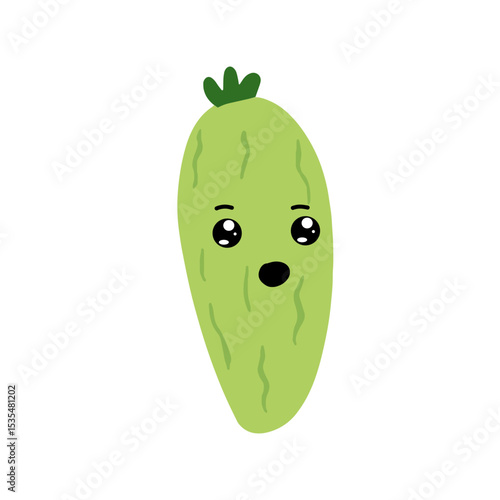 Adorable cute cucumber emoticon element stock design. baby cucumber variant face expression 