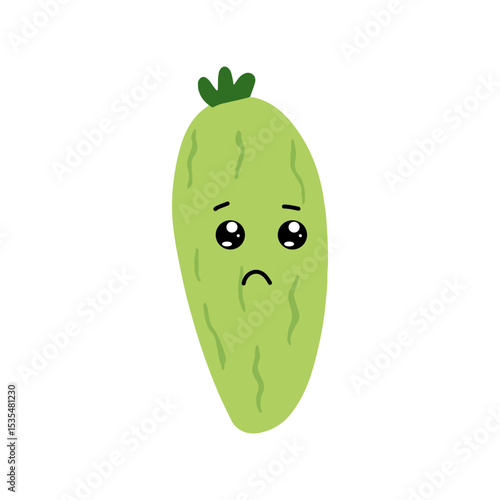 Adorable cute cucumber emoticon element stock design. baby cucumber variant face expression 