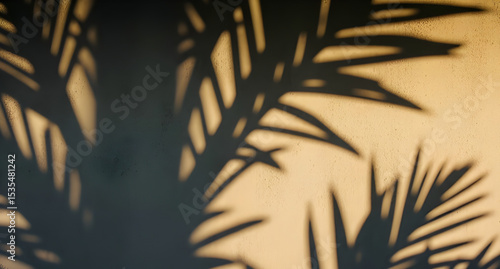 plam leaves shadow on concrete wall background only shadow no tree
