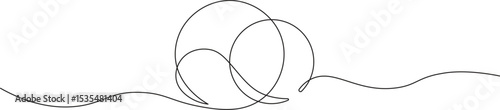 Round shape in continuous line art style in continuous line drawing style. Minimalist round shape sketch in black linear isolated on white background. Vector illustration