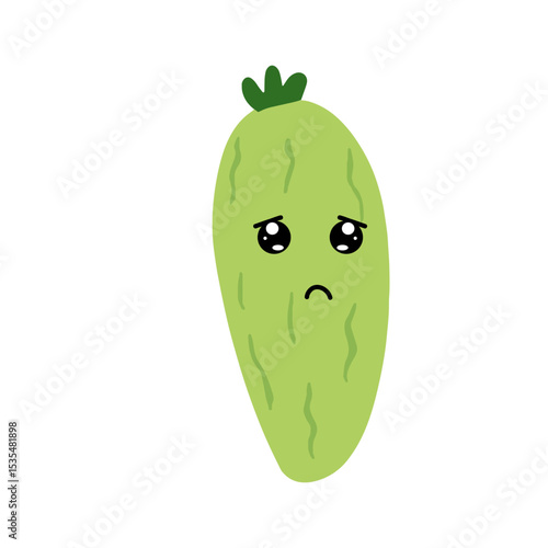 Adorable cute cucumber emoticon element stock design. baby cucumber variant face expression 