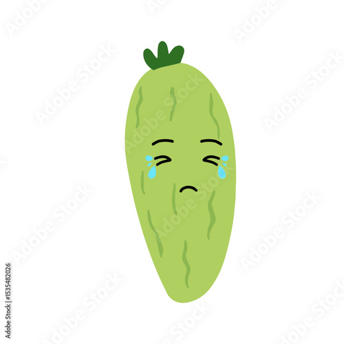 Adorable cute cucumber emoticon element stock design. baby cucumber variant face expression 