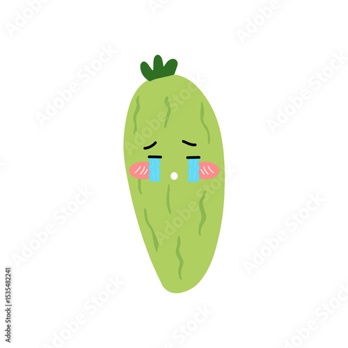 Adorable cute cucumber emoticon element stock design. baby cucumber variant face expression 
