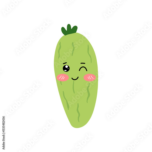 Adorable cute cucumber emoticon element stock design. baby cucumber variant face expression 