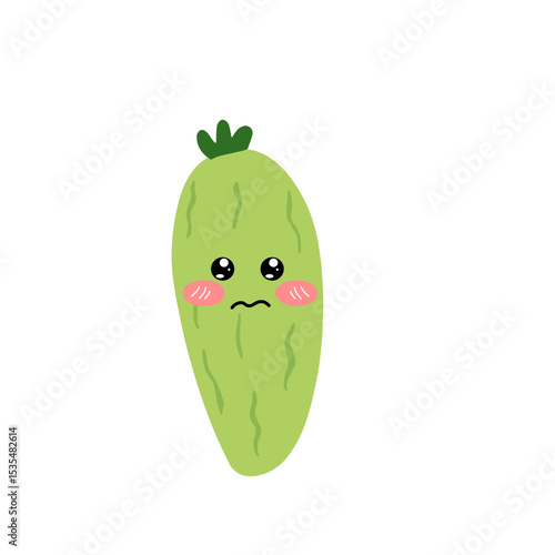 Adorable cute cucumber emoticon element stock design. baby cucumber variant face expression 