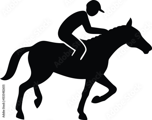 Silhouette illustration of a horse and rider representing equestrian sports and horse racing
