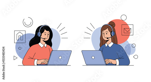 Customer Service Agents Providing Telephone Support to Help Customers Resolve Issues Online