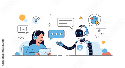 A Customer Service Representative with AI Chatbot Provides Excellent Assistance to People
