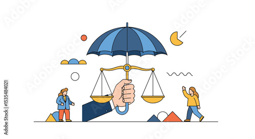 Protecting Intellectual Property Balance Justice Brain Under Umbrella Between Two Different Groups