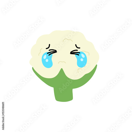 Popular kawaii cauliflower variant expression face cartoon design