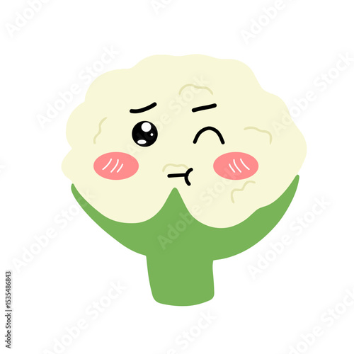 Popular kawaii cauliflower variant expression face cartoon design