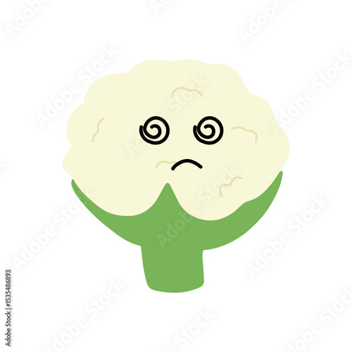 Popular kawaii cauliflower variant expression face cartoon design