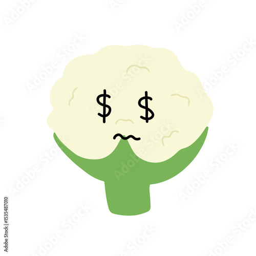 Popular kawaii cauliflower variant expression face cartoon design