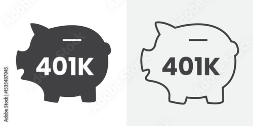 401k retirement savings icon Line graphics illustration