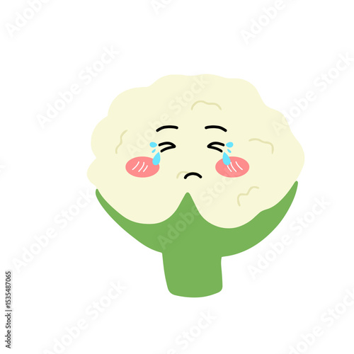 Popular kawaii cauliflower variant expression face cartoon design