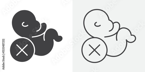 Abortion of fetus icon Line graphics illustration
