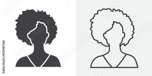 afro-american woman or girl icon Line graphics illustration
