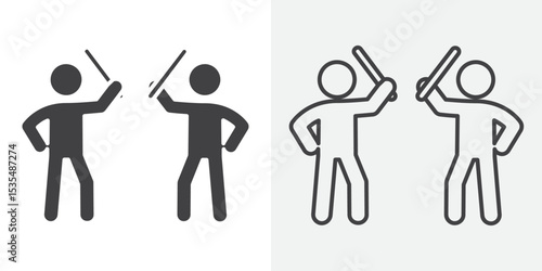 Angry people conflicts icon Line graphics illustration