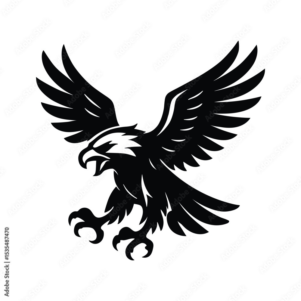 Obraz premium Flying Eagle Silhouette Vector