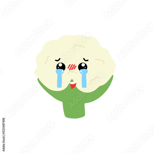 Popular kawaii cauliflower variant expression face cartoon design