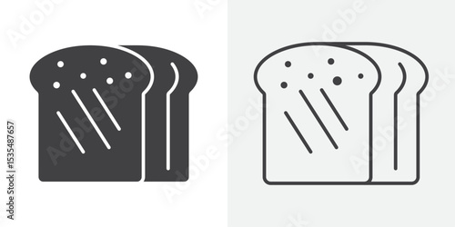 Bread slice icon Line graphics illustration