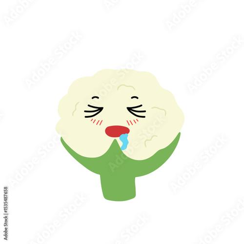 Popular kawaii cauliflower variant expression face cartoon design