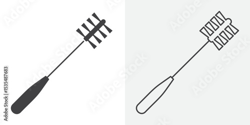 Bottle sweeper cleaning brush icon Line graphics illustration