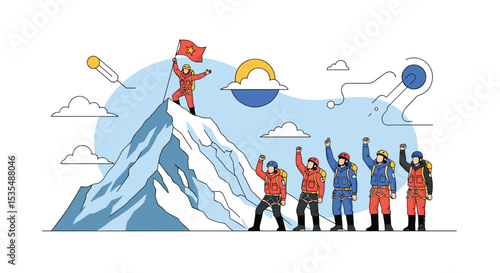 Triumph and Teamwork Conquering Peaks Together Inspiring the Journey to Greatness Achieved