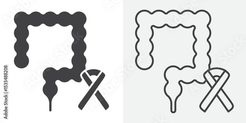 colorectral cancer icon Line graphics illustration