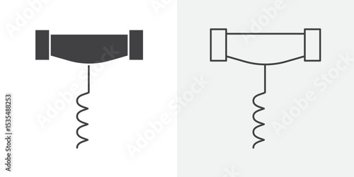 Corkscrew opener icon Line graphics illustration