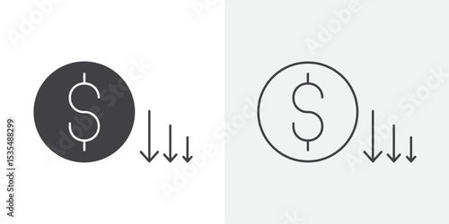 Cost reduction icon Line graphics illustration