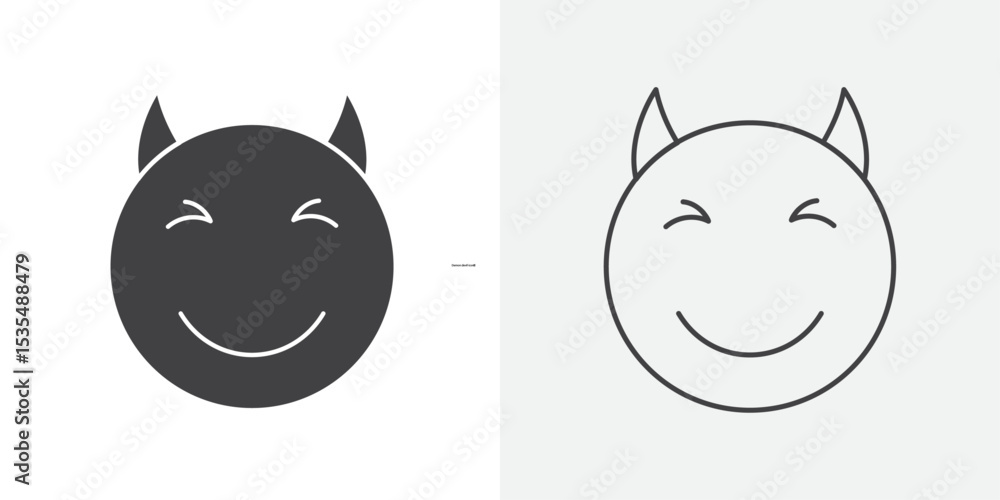 Fototapeta premium Demon devil icon Line graphics illustration