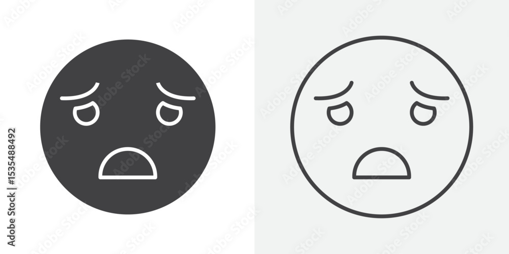 Fototapeta premium Desperate emoji icon Line graphics illustration