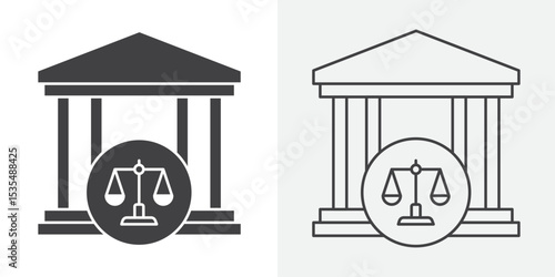 Court judgement icon Line graphics illustration