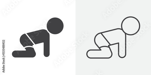 Crawling baby icon Line graphics illustration