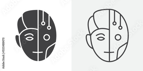 Cyborg icon Line graphics illustration