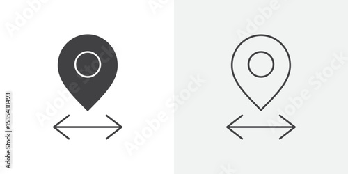 Destination distancing icon Line graphics illustration