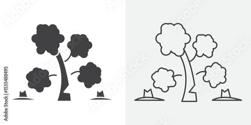Destruction of forests icon Line graphics illustration