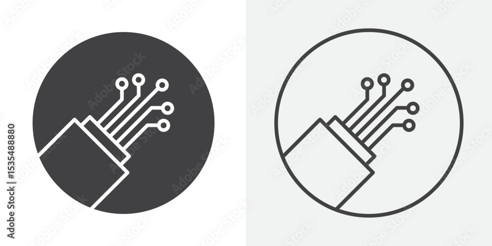 Fototapeta premium Fiber optic cable icon Line graphics illustration