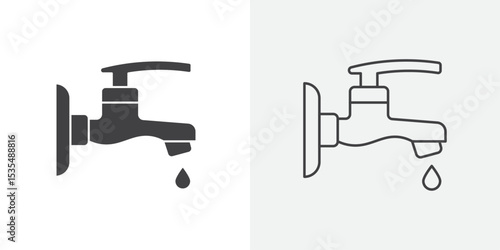 Faucet tap water icon Line graphics illustration