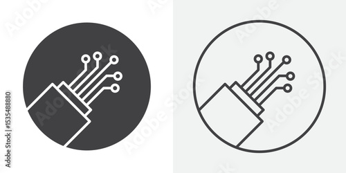 Fiber optic cable icon Line graphics illustration
