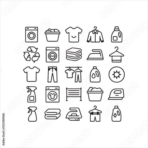 laundry and household chore icon set