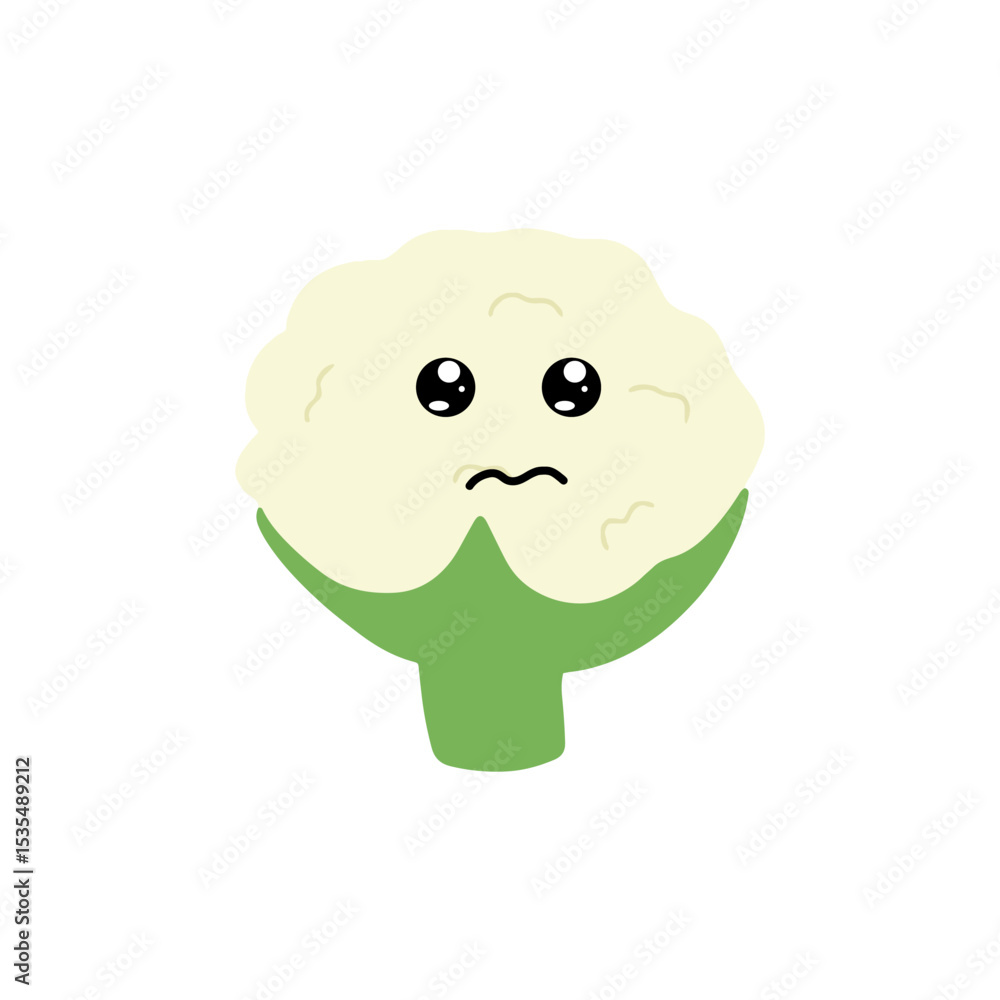 Obraz premium Various Cauliflower expressions of cartoon illustrations. cute and adorable emoticons of fruits and vegetables style