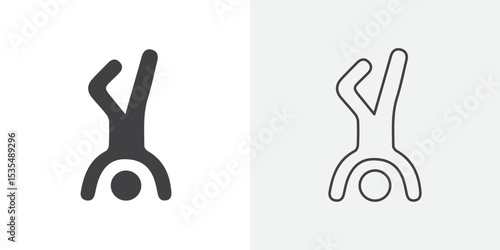handstand exercise icon Line graphics illustration