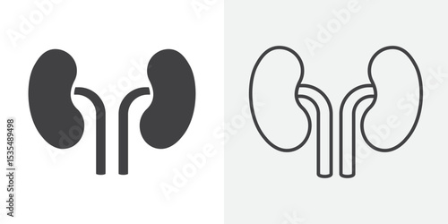 Human kidneys icon Line graphics illustration