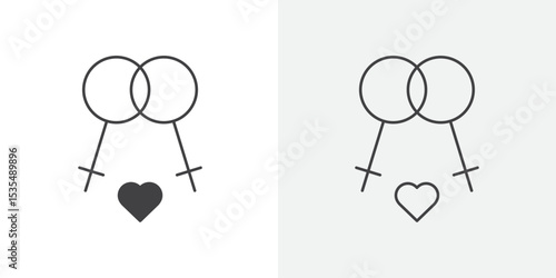 lesbian relationship icon Line graphics illustration