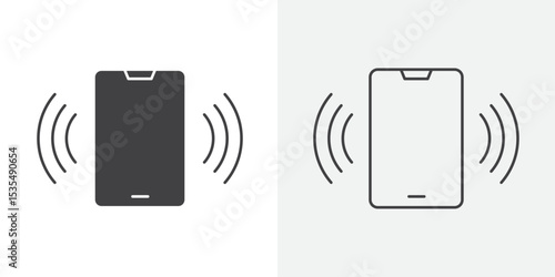 Mobile phone vibrating icon Line graphics illustration