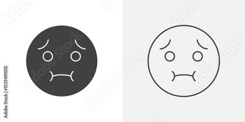 Nauseated emoji icon Line graphics illustration