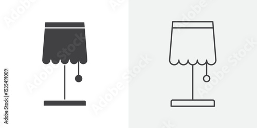 Night Bedside Lamp icon Line graphics illustration